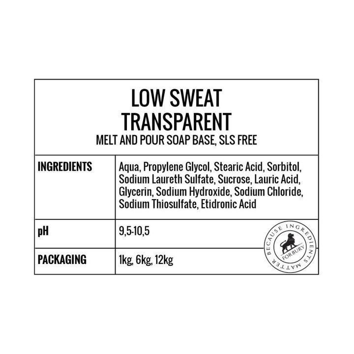 Baza mydlana przezroczysta Forbury Low Sweat bez SLS, 12kg