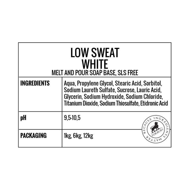 Baza mydlana biała Forbury Low Sweat bez SLS, 6kg