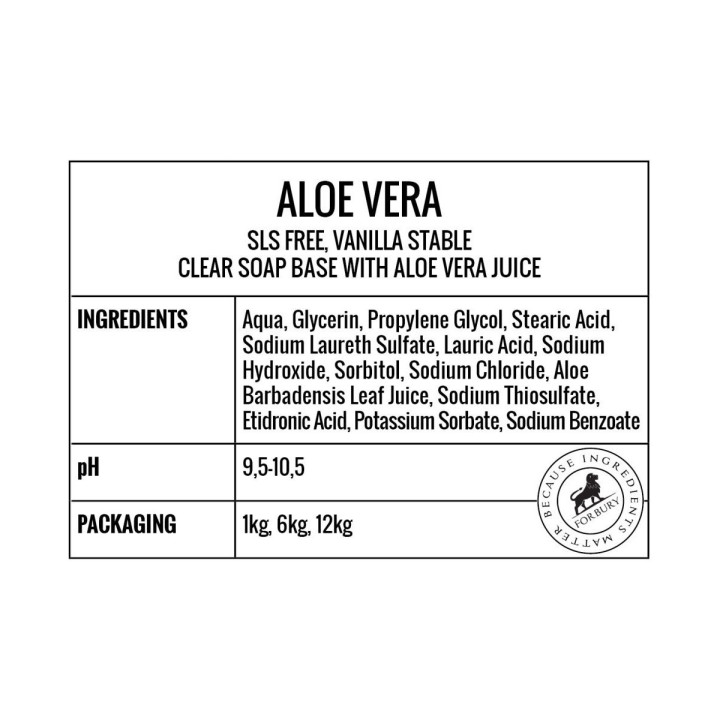 Baza mydlana z aloesem Forbury Aloe Vera bez SLS, 1kg