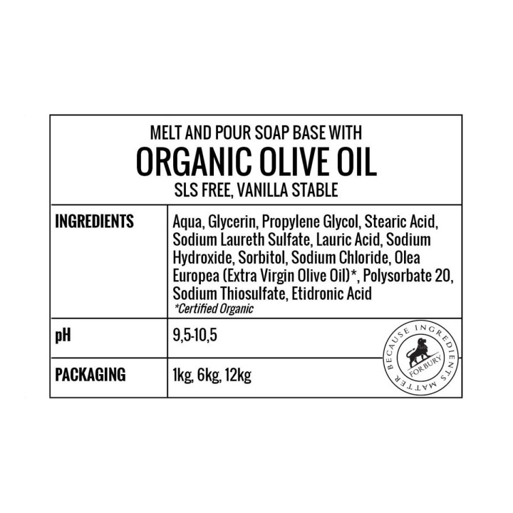 Baza mydlana oliwa z oliwek Forbury Olive bez SLS, 1kg