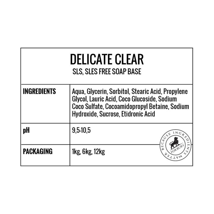 Baza mydlana łagodna Forbury Delicate Clear bez SLES/SLS, 6kg