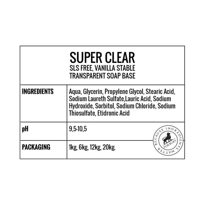 Baza mydlana transparentna Forbury Super Clear bez SLS, 6kg